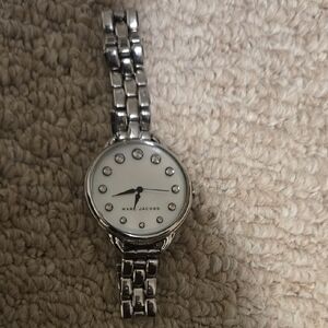 Marc Jacobs Silver-Tone Crystal Marker Bracelet Watch